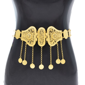 N-8091 Coin Tassel Body Chain Gold Charm Carving Hollow Afghanistan Sexy Belly Dance Chain Women's Jewelry Gift