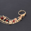 B-1256 Gold Plated Vintage Cuff Bracelet Red Beads Chains Bell With ring Bracelet