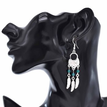 E-6588 Bohemian Green Blue Red Acrylic Beads Leaf Tassel Lady Pendant Earrings Suitable for Ladies' Party Jewelry Gifts
