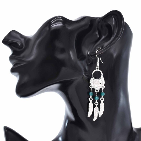 E-6588 Bohemian Green Blue Red Acrylic Beads Leaf Tassel Lady Pendant Earrings Suitable for Ladies' Party Jewelry Gifts