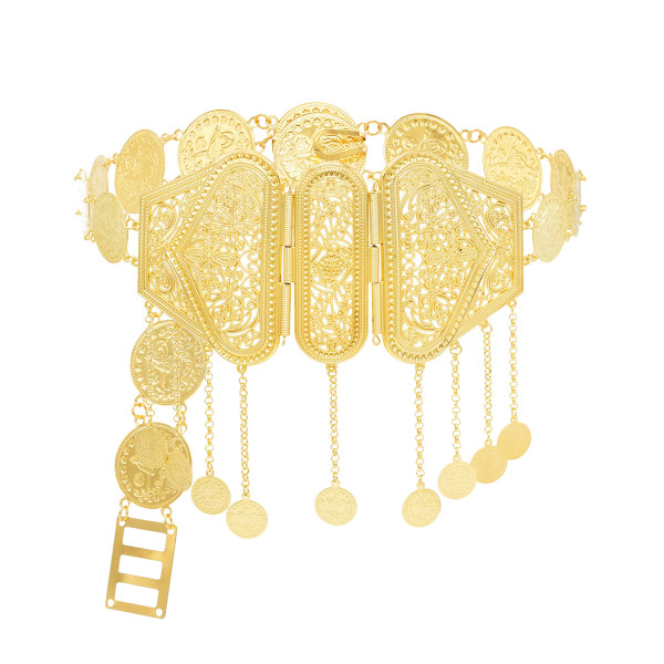 N-8093 Fashion Coin Tassel Women Body Chains Gold Charms Carved Hollow Sexy Belly Dance Chains