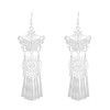 E-6593 Silver Bohemian Butterfly Tassel Earrings Ethnic Dangle for Women Girls Festival Vacation Decoration
