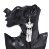 E-6593 Silver Bohemian Butterfly Tassel Earrings Ethnic Dangle for Women Girls Festival Vacation Decoration