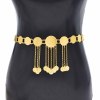 N-8099 Gold Long Chain Coin Tassel Pendant Waist Belly Chains Gold Coin Metal Waistband Body Jewelry