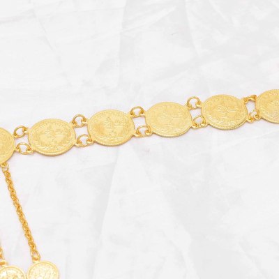 N-8099 Gold Long Chain Coin Tassel Pendant Waist Belly Chains Gold Coin Metal Waistband Body Jewelry