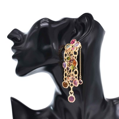 E-6590 Tassel Pendant Women Earrings Bohemian Ethnic Rhinestones Statement Drop Earrings