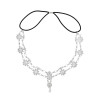 F-1084 Boho Forehead Head Chain Silver Flower Headpiece with Elastic Rope For Women Girls Vacation Decoration