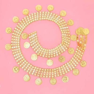 N-8049 Indian Women Body Accessory Golden Coin Tassel Statement Body Jewelry