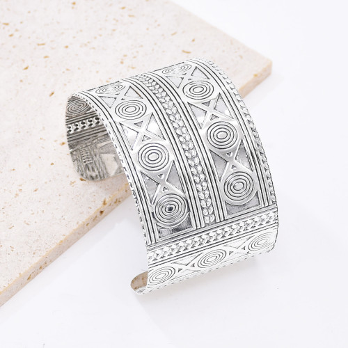 B-1260 Tibetan Style Bracelet Exquisite Carved Pattern Open Bangle For Women Girls Birthday Gift