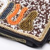 N-8101 Colorful Rice Beads Leather Wallet Makeup Bag Halloween Party Gift
