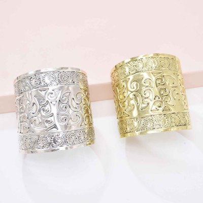 B-1262 Open Arm Bracelet Women Vintage Carved Bohemian Ethnic Statement Bracelets Female