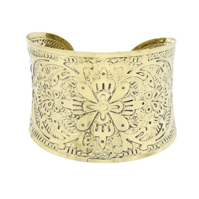 Open Arm Cuff Bracelet Vintage Pattern Carved Bohemian Ethnic Statement Bracelet for Women Girls