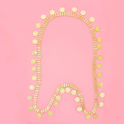 N-8100 Coin Tassel Women's Body Chain Gold Charm Engraved Hollow Afghan Sexy Shoulder Chain Women's Jewellery Gift