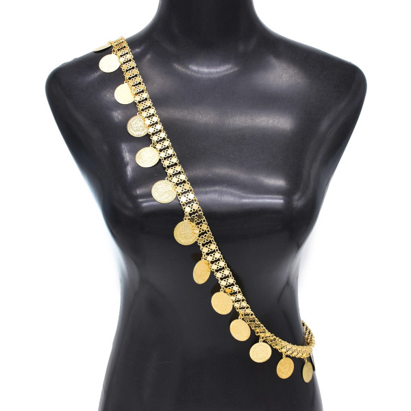 N-8100 Coin Tassel Women's Body Chain Gold Charm Engraved Hollow Afghan Sexy Shoulder Chain Women's Jewellery Gift