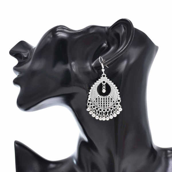 E-6594 F-1086 New Fashion Earrings and Headbead Jewelry Set Silver Alloy Bead Tassel Earrings Butterfly Fish Type Chain Headbead for Women Gril Jewelry Set