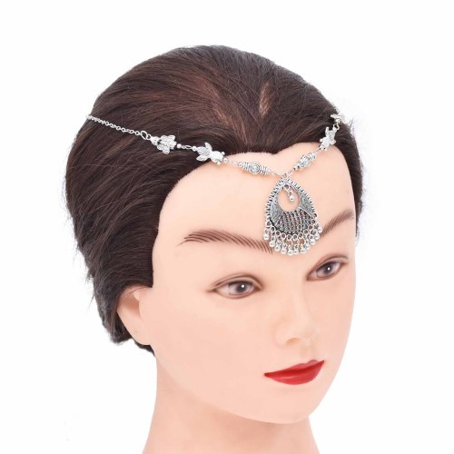 E-6594 F-1086 New Fashion Earrings and Headbead Jewelry Set Silver Alloy Bead Tassel Earrings Butterfly Fish Type Chain Headbead for Women Gril Jewelry Set