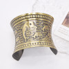 B-1267 Mummy and Baby Dolphin Open Arm Cuff Bracelet Vintage Pattern Carved Bohemian Ethnic Statement Bracelet for Women Girls