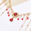 F-1085 Long Tassel Women Headband Rhinestones Pendant Antique Wedding Hair Jewelry