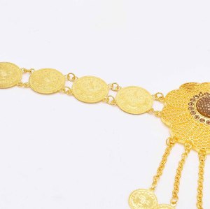 N-8103 Fashion Gold Alloy Clear Crystal Hollow Flower Type Belly Waist Chains Long Coin Tassel For Women Gril Party Accessories