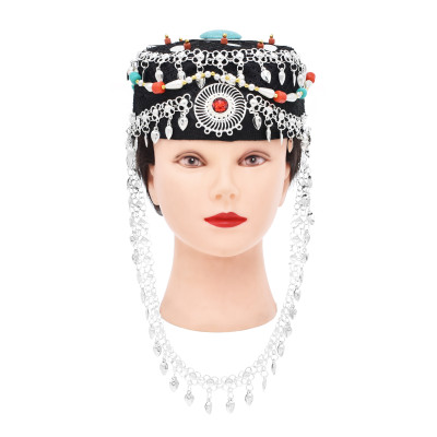 F-1033 Women Cap Hair Jewelry turquoise Red Crystal Long Tassel Bohemian Ethnic Statement Headband