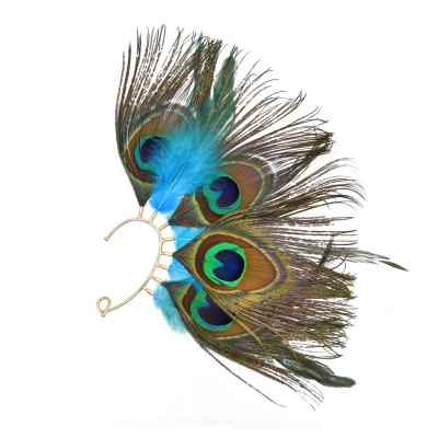 E-6595 Peacock Feathers Women Ear Cuff Exaggerated Indian Ethnic Aolly Statement Clips Earrings