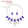 N-8107 Silver Bohemian Tassel Necklace Ethnic Stud Earring Set for Women Girls Birthday Gift Vacation Jewelry