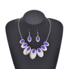 N-8107 Silver Bohemian Tassel Necklace Ethnic Stud Earring Set for Women Girls Birthday Gift Vacation Jewelry