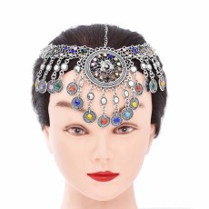 F-1088 Vintage Bohemian Multi Flower Coin Tassel Headband Ethnic Statement Hair Jewelry for Women Girls