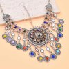 F-1088 Vintage Bohemian Multi Flower Coin Tassel Headband Ethnic Statement Hair Jewelry for Women Girls