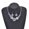 N-8108 Vintage Silver Purple Green Round Acrylic Gem Necklace Earrings Set