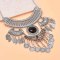 N-8110 New Gypsy Vintage Silver Large Geometric Leaf Tassel Pendant Necklace Earrings Women's Tribal Party Jewelry Set