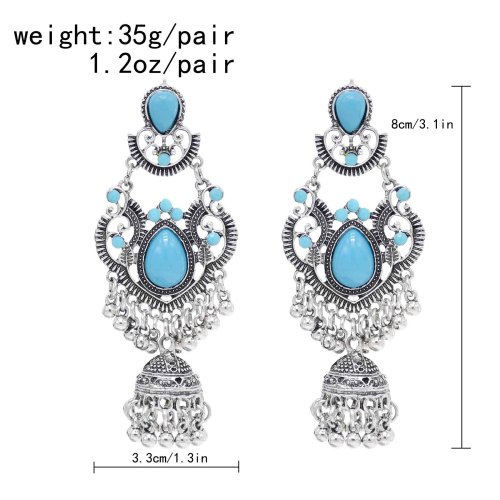 E-6596 Bell Pendant Women Earrings Vingtage Acrylic Bead Statement Bohemian Ethnic Drop Earrings