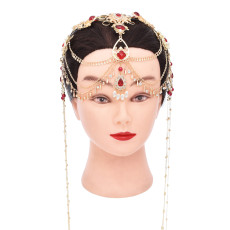 Purple Crystal Beads Long Tassels Chinese Bridal Hair Accessories Zircon Headwear Women's Party Jewelry Gifts