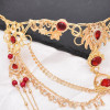 F-1093 Red Crystal Beads Long Tassels Chinese Bridal Hair Accessories Zircon Headwear Women's Party Jewelry Gifts