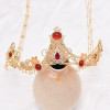 F-1093 Red Crystal Beads Long Tassels Chinese Bridal Hair Accessories Zircon Headwear Women's Party Jewelry Gifts
