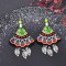 E-6601 New Ethnic Peacock Feather Pattern Silver Alloy Leaf Dangle Earrings