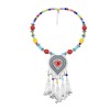N-8115 Tibetan Colorful Beads Bells Tassel Long Chain Heart Shaped Necklace Headwear Dual Use