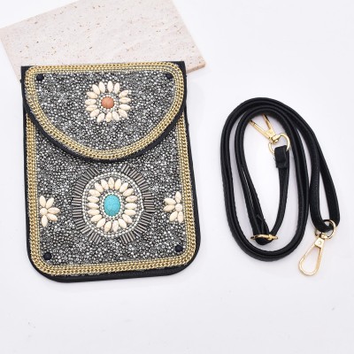 N-8119  2023 New Turquoise Rice Beads Short Hand Bag Purse Cosmetic Bag for Women Girls party Accessories