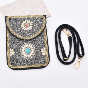N-8119  2023 New Turquoise Rice Beads Short Hand Bag Purse Cosmetic Bag for Women Girls party Accessories