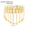 N-8120 Bilayer Coin Women Body Jewelry Charms Golden Tassel Bohemian Ethnic Belly Chains