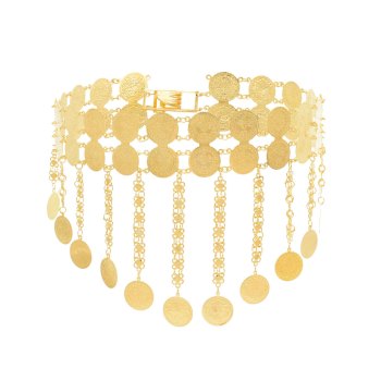 N-8120 Bilayer Coin Women Body Jewelry Charms Golden Tassel Bohemian Ethnic Belly Chains