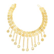 N-8120 Bilayer Coin Women Body Jewelry Charms Golden Tassel Bohemian Ethnic Belly Chains