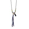 N-8121 Long Natural Stone Pendant Necklace Colorful Beaded Sweater Chain