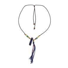 N-8121 Long Natural Stone Pendant Necklace Colorful Beaded Sweater Chain