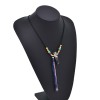 N-8121 Long Natural Stone Pendant Necklace Colorful Beaded Sweater Chain