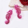 E-6603 Punk Acrylic Rose Red Crystal Seahorse Earrings Stud For Women