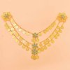 N-8124 3-Layer Gold Coin Tassel Green Turquoise Flower Waist Chain Necklace Accessories