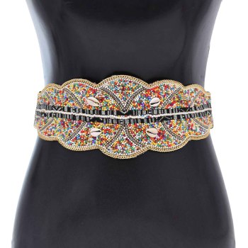 N-8125 Beads Women Belt Handmade Bohemian Ethnic Statement Body Jewelry