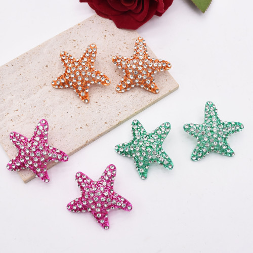 E-6606 European and American Fashion New Starfish Diamond Earrings Women's Party Jewelry Gifts