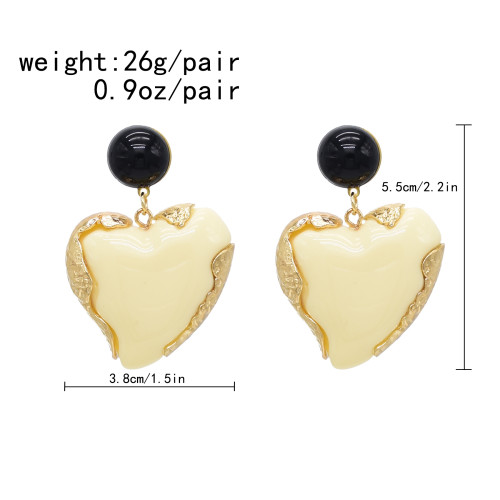E-6607 Heart Shape Acrylic Gem Earrings Gold Dangle Earrings Summer Tourism Earrings Jewelry